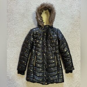 Cat & Jack Long Puffer Girls Coat with hood 7/8